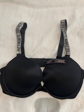 Victoria's Secret Black Rhinestone Strap Push-Up Bra